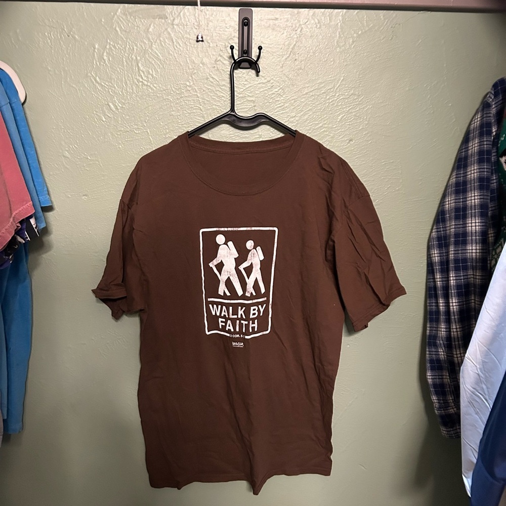 Brown Walk By Faith Men's T-Shirt